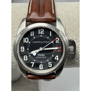 Hamilton Khaki Automatic 6305 34MM 7.5" Mens Watch Leather Band Swiss Made
